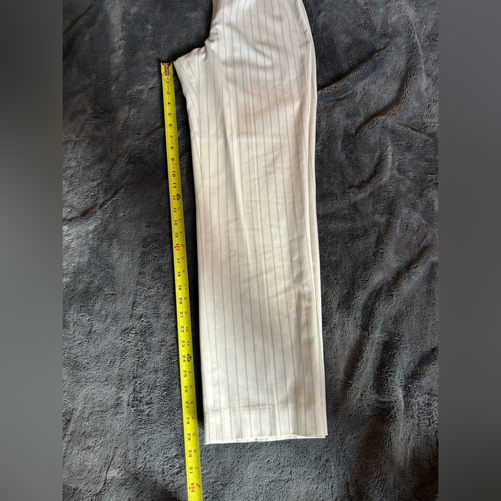 Pinstripe White and Blue Wide Leg Pants - Picture 6 of 10